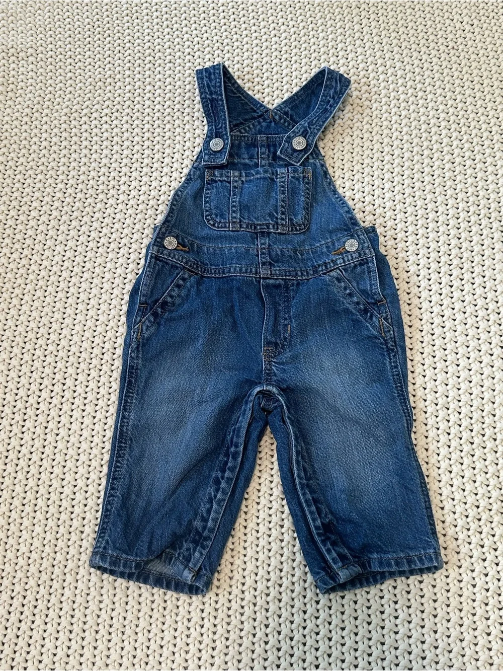 Gap 6-12 Months Classic Blue‎ Denim Kids Overalls Summer 100% Cotton